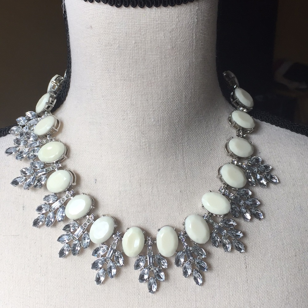 White Gems with Rhinestones  Necklace